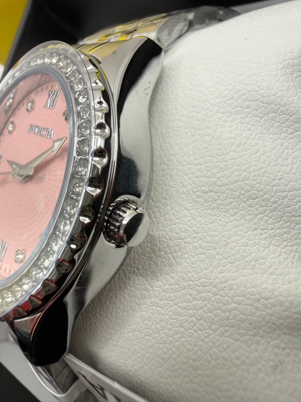 Invicta Silver Stainless Steel Watch with Pink Dial and Crystal Bezel - Picture 4 of 10